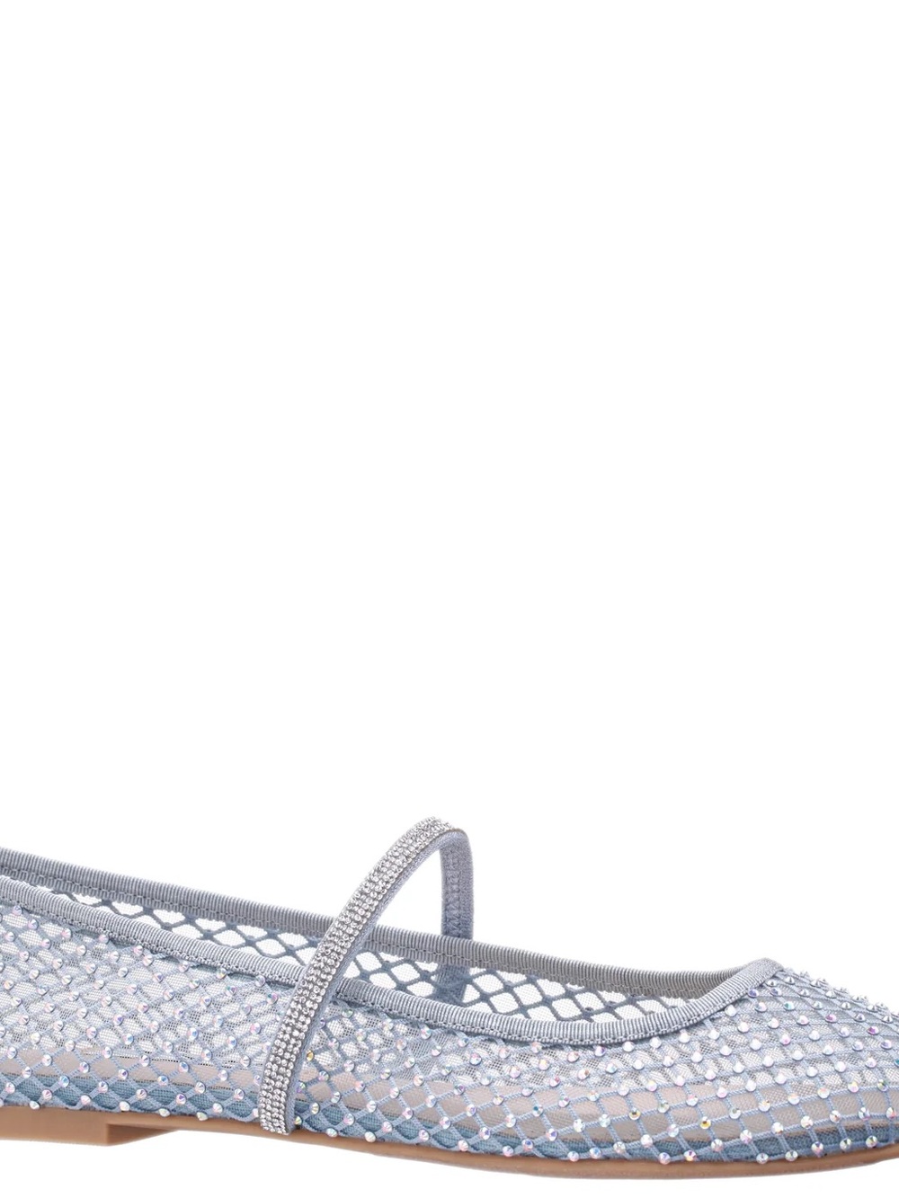 Nina Silver Mesh Ballet Flat with Crystal StrapβPeggy Sky Blue